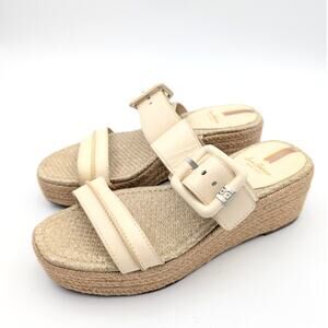 Sam Edelman Carson Platform Wedge Espadrille Slide Sandal Cream US8.5 EU39